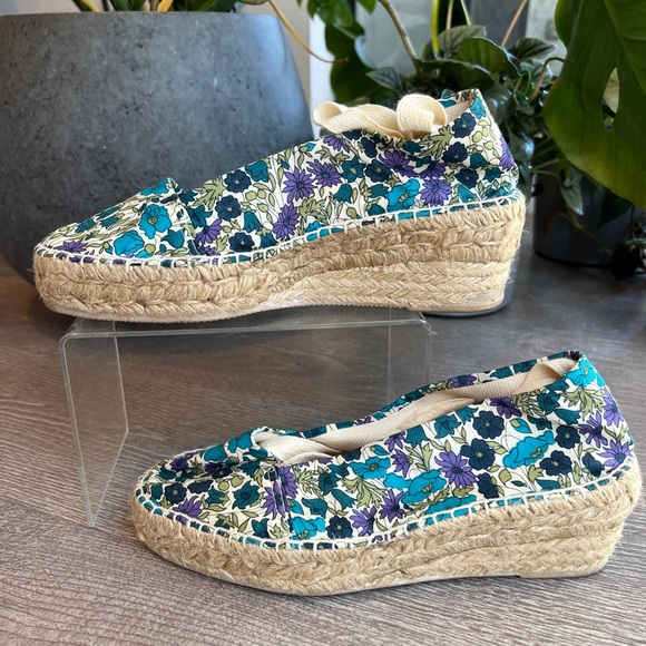 Pare Gabia Espadrille Wedge with Lace-up - Liberty London Floral Print - Size 7 - Picture 7 of 8
